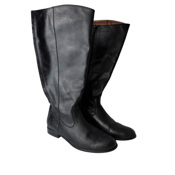 Kenneth Cole Leather Riding Boots Women’s 7.5 Black Full Zip Equestrian READ - Picture 1 of 12